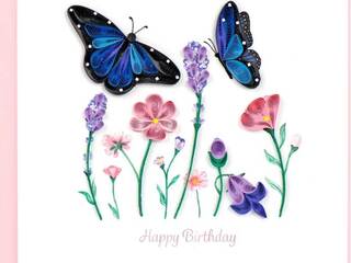 Quilling Card<br>Birthday Flowers/Butterflies