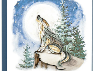 Quilling Card Howling Wolf 