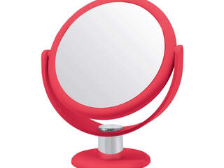 1X/10X Soft Touch Round Mirror- Coral