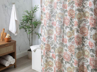 Fall Peony Fabric Shower Curtain