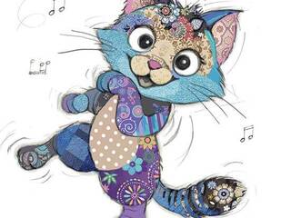 Musical Cat Bug Art Card