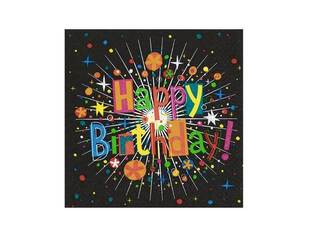  Happy Birthday Black <br> Luncheon Napkins