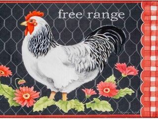 Red Gingham Rooster Rug