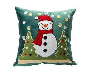 Embroidered Snowman Cushion